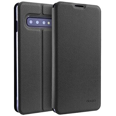 doupi Flip Cover voor Samsung Galaxy S10, magneetsluiting, boekstijl, beschermhoes met standaard, zwart doupi Flip Cover voor Samsung Galaxy S10, magneetsluiting, boekstijl, beschermhoes met standaard, zwart