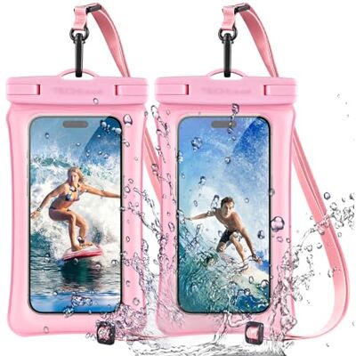 TECHGEAR 2 stuks drijvend zwemhoesje, waterdichte telefoonhoes met koord, compatibel met iPhone 17, 16e, 16, 15, 14, 13, 12, Samsung S25, S24, S23 Ultra A17, A16, A36, A56 enz TECHGEAR 2 stuks drijvend zwemhoesje, waterdichte telefoonhoes met koord, compatibel met iPhone 17, 16e, 16, 15, 14, 13, 12, Samsung S25, S24, S23 Ultra A17, A16, A36, A56 enz