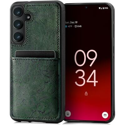 SURAZO Samsung Galaxy S24 Premium Echt Lederen Achterkant Case Beschermend Lederen Hoesje Schokbestendig Kaartvak Sleutelhanger Bloemen Patroon SURAZO Samsung Galaxy S24 Premium Echt Lederen Achterkant Case Beschermend Lederen Hoesje Schokbestendig Kaartvak Sleutelhanger Bloemen Patroon