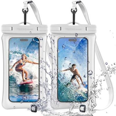 TECHGEAR 2 stuks drijvend zwemhoesje, waterdichte telefoonhoes met koord, compatibel met iPhone 17, 16e, 16, 15, 14, 13, 12, Samsung S25, S24, S23 Ultra A17, A16, A26, A36 enz TECHGEAR 2 stuks drijvend zwemhoesje, waterdichte telefoonhoes met koord, compatibel met iPhone 17, 16e, 16, 15, 14, 13, 12, Samsung S25, S24, S23 Ultra A17, A16, A26, A36 enz
