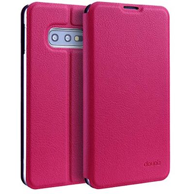doupi Flip Cover voor Samsung Galaxy S10e, beschermhoes met magneetsluiting, boekstijl, beschermhoes met standaard, rood/roze doupi Flip Cover voor Samsung Galaxy S10e, beschermhoes met magneetsluiting, boekstijl, beschermhoes met standaard, rood/roze