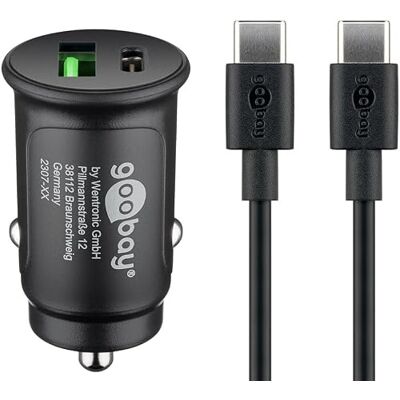 goobay 72165 Compact 27 W sigarettenaansteker USB C dispenser / 12 V / compacte autolader / USB C Power Delivery autolader/snel opladen incl. USB C-kabel goobay 72165 Compact 27 W sigarettenaansteker USB C dispenser / 12 V / compacte autolader / USB C Power Delivery autolader/snel opladen incl. USB C-kabel