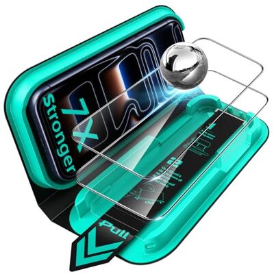 ESR Armorite Lot de 2 films de protection d'écran en verre trempé pour iPhone 17 Pro, installation rapide en 3 secondes, sans bulles et sans poussière, protection standard militaire, installation ESR Armorite Lot de 2 films de protection d'écran en verre trempé pour iPhone 17 Pro, installation rapide en 3 secondes, sans bulles et sans poussière, protection standard militaire, installation