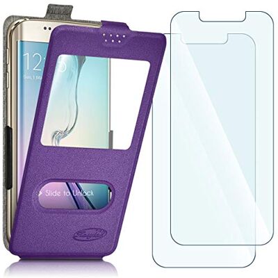 KARYLAX 2 flexibele glazen + S-View beschermhoes voor Altice S34, violet, 2 stuks KARYLAX 2 flexibele glazen + S-View beschermhoes voor Altice S34, violet, 2 stuks