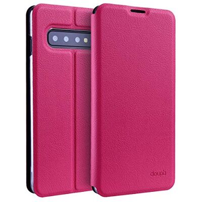 doupi Flip Cover voor Samsung Galaxy S10, magnetische flipcase, boekstijl, beschermhoes met standaard, rood roze doupi Flip Cover voor Samsung Galaxy S10, magnetische flipcase, boekstijl, beschermhoes met standaard, rood roze