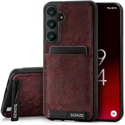 SURAZO Beschermhoes voor Samsung Galaxy A15 van echt leer, stootvaste leren beschermhoes, kaartvak, standfunctie, ring SURAZO Beschermhoes voor Samsung Galaxy A15 van echt leer, stootvaste leren beschermhoes, kaartvak, standfunctie, ring
