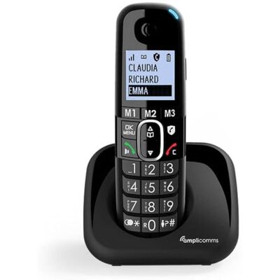Amplicomms BigTel 1500 Draadloze DECT-telefoon met grote toetsen, handsfree, gehoorversterking, extra luide beltonen, compatibel met gehoorapparaten Amplicomms BigTel 1500 Draadloze DECT-telefoon met grote toetsen, handsfree, gehoorversterking, extra luide beltonen, compatibel met gehoorapparaten