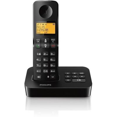 Philips Draadloze vaste telefoon D2651B/01 Single – draadloze telefoon met antwoordapparaat – 1,6 inch scherm – telefoonboek – snelkeuzetoetsen – zwart Philips Draadloze vaste telefoon D2651B/01 Single – draadloze telefoon met antwoordapparaat – 1,6 inch scherm – telefoonboek – snelkeuzetoetsen – zwart