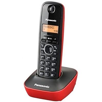 Panasonic KX-TG1611SPR DECT digitale draadloze telefoon, basiseenheid en 1 hoofdtelefoon, nummerherkenning, lange batterijduur, lcd-display, telefoonboek, herinnering, wekker, rood Panasonic KX-TG1611SPR DECT digitale draadloze telefoon, basiseenheid en 1 hoofdtelefoon, nummerherkenning, lange batterijduur, lcd-display, telefoonboek, herinnering, wekker, rood