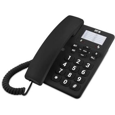 SPC Origineel – bekabelde desktop- of wandtelefoon, met grote toetsen en eenvoudig te bedienen, 3 directe herinneringen, extra hoog belvolume, herhalingsfunctie, kleur zwart SPC Origineel – bekabelde desktop- of wandtelefoon, met grote toetsen en eenvoudig te bedienen, 3 directe herinneringen, extra hoog belvolume, herhalingsfunctie, kleur zwart