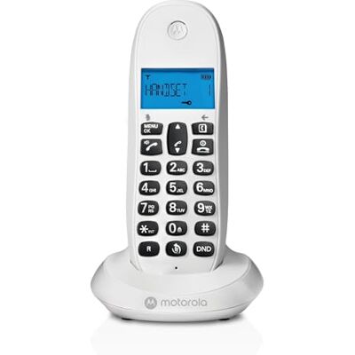Motorola C1001CBW+ DECT digitale draadloze telefoon, oproepblokkering, nummerherkenning, handsfree, telefoonboek met 50 nummers, display met achtergrondverlichting, wit Motorola C1001CBW+ DECT digitale draadloze telefoon, oproepblokkering, nummerherkenning, handsfree, telefoonboek met 50 nummers, display met achtergrondverlichting, wit