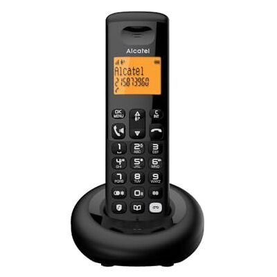 Alcatel E260 S. Voice Draadloze DECT-telefoon met antwoordapparaat Compact design Groot display met achtergrondverlichting Handsfree Functie voor het blokkeren van ongewenste oproepen Zwart Alcatel E260 S. Voice Draadloze DECT-telefoon met antwoordapparaat Compact design Groot display met achtergrondverlichting Handsfree Functie voor het blokkeren van ongewenste oproepen Zwart