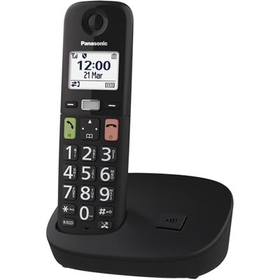 Panasonic KX-TGU110EXB Digitale telefoon, draadloos, lcd-display, grote toetsen, favoriete oproepen, compatibel met gehoorapparaten, zwart Panasonic KX-TGU110EXB Digitale telefoon, draadloos, lcd-display, grote toetsen, favoriete oproepen, compatibel met gehoorapparaten, zwart