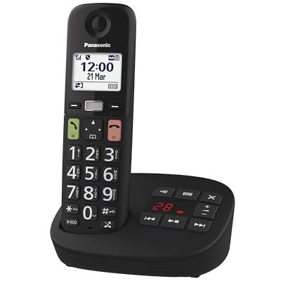 Panasonic KX-TGU130EXB Digitale telefoon, draadloos, met antwoordapparaat, basiseenheid en 1 handset, lcd-display, grote toetsen, favoriete oproepen, compatibel met gehoorapparaten, zwart Panasonic KX-TGU130EXB Digitale telefoon, draadloos, met antwoordapparaat, basiseenheid en 1 handset, lcd-display, grote toetsen, favoriete oproepen, compatibel met gehoorapparaten, zwart