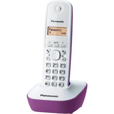 Panasonic KX-TG1611FRF digitale telefoon, draadloos, basis en handset, beller-identificatie, lange batterijduur, LCD, telefoonboek, herinneringsgeheugen, wekker, antwoordapparaat, alle toetsen, paars Panasonic KX-TG1611FRF digitale telefoon, draadloos, basis en handset, beller-identificatie, lange batterijduur, LCD, telefoonboek, herinneringsgeheugen, wekker, antwoordapparaat, alle toetsen, paars