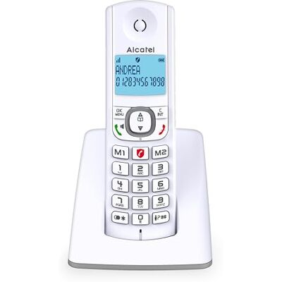 Alcatel F530 Draadloze telefoon met geavanceerde oproepblokkering, handsfree, groot display, VIP-beltonen, 10 oproepmelodieën, wit/grijs Alcatel F530 Draadloze telefoon met geavanceerde oproepblokkering, handsfree, groot display, VIP-beltonen, 10 oproepmelodieën, wit/grijs