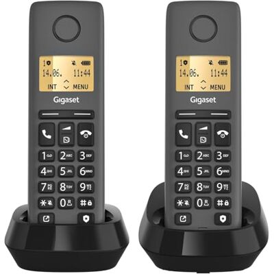 Siemens Pure 120 Duo 2 DECT-telefoons met oproepbeveiliging Draadloze telefoon, verlicht display, compatibel met hoorapparaten, made in Germany Siemens Pure 120 Duo 2 DECT-telefoons met oproepbeveiliging Draadloze telefoon, verlicht display, compatibel met hoorapparaten, made in Germany