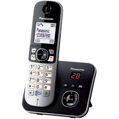 Panasonic KX-TG6821FRB DECT draadloze telefoon met digitaal antwoordapparaat, basis en handset, handsfree, beller-identificatie, blokkering van ongewenste oproepen, lcd-display, zwart Panasonic KX-TG6821FRB DECT draadloze telefoon met digitaal antwoordapparaat, basis en handset, handsfree, beller-identificatie, blokkering van ongewenste oproepen, lcd-display, zwart