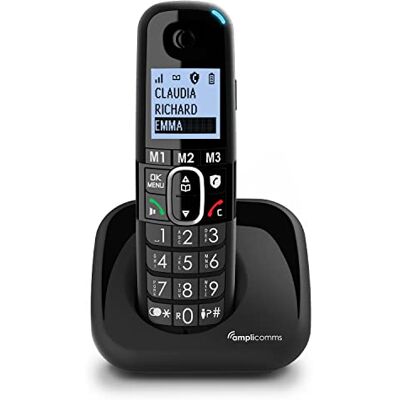 Amplicomms BigTel 1500 Draadloze DECT-telefoon met grote toetsen, handsfree, gehoorversterking, extra luide beltonen, compatibel met gehoorapparaten Amplicomms BigTel 1500 Draadloze DECT-telefoon met grote toetsen, handsfree, gehoorversterking, extra luide beltonen, compatibel met gehoorapparaten