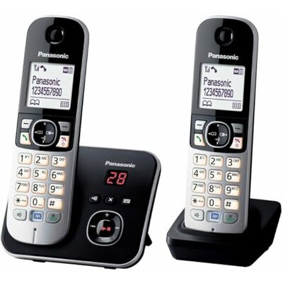 Panasonic Segreteria Telefonica per telefoon draadloos KX-TG6822 Duo, zwart grijs Panasonic Segreteria Telefonica per telefoon draadloos KX-TG6822 Duo, zwart grijs
