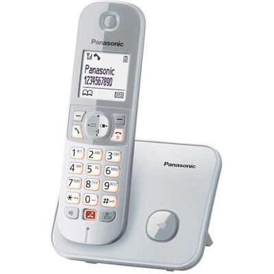 Panasonic KX-TG6851SPS Digitale draadloze telefoon, basiseenheid en 1 hoofdtelefoon, nummerherkenning, vervelende oproepblokkering, categoriebel, lcd-display, verlicht toetsenbord, zilver Panasonic KX-TG6851SPS Digitale draadloze telefoon, basiseenheid en 1 hoofdtelefoon, nummerherkenning, vervelende oproepblokkering, categoriebel, lcd-display, verlicht toetsenbord, zilver