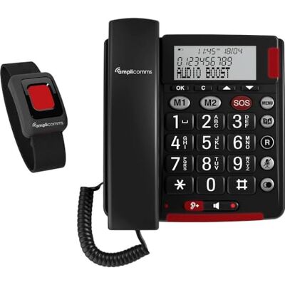 Amplicomms BigTel 50 Schnurgebundenes telefoon Grote toets voor aan de achterkant Compatibel, INCL. Notrufsende Amplicomms BigTel 50 Schnurgebundenes telefoon Grote toets voor aan de achterkant Compatibel, INCL. Notrufsende