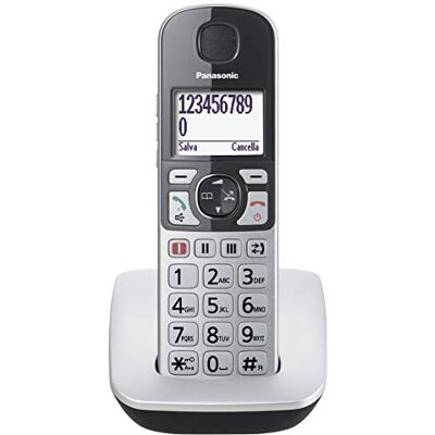 Panasonic KX-TGE510JTS Draadloze telefoon (DECT), groot display met achtergrondverlichting, grote toetsen, versterker- en noodknop, compatibel met akoestische apparaten, eenvoudige bediening, Panasonic KX-TGE510JTS Draadloze telefoon (DECT), groot display met achtergrondverlichting, grote toetsen, versterker- en noodknop, compatibel met akoestische apparaten, eenvoudige bediening,