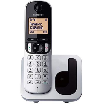 Panasonic Draadloze vaste telefoon met lcd-display, nummerherkenning, telefoonboek met 50 nummers, navigatietoets, ECO-modus, ruisonderdrukking TGC21 Solo (KX-TGC210) zilver Panasonic Draadloze vaste telefoon met lcd-display, nummerherkenning, telefoonboek met 50 nummers, navigatietoets, ECO-modus, ruisonderdrukking TGC21 Solo (KX-TGC210) zilver