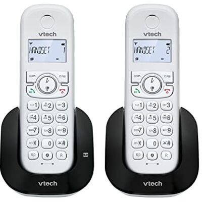 VTech CS1551 Draadloze DECT-telefoon met 2 handsets met oplader, antwoordapparaat, oproepblokkering, oproepherkenning/oproep in behandeling, handsfree luidspreker, display en toetsenbord met achtergrondverlichting. VTech CS1551 Draadloze DECT-telefoon met 2 handsets met oplader, antwoordapparaat, oproepblokkering, oproepherkenning/oproep in behandeling, handsfree luidspreker, display en toetsenbord met achtergrondverlichting.