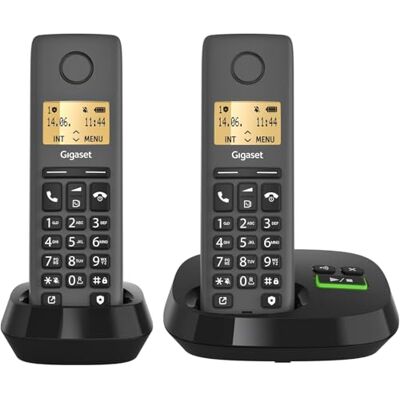 Siemens Pure 120A Duo 2 DECT-telefoons met antwoordapparaat, zwart antraciet Siemens Pure 120A Duo 2 DECT-telefoons met antwoordapparaat, zwart antraciet