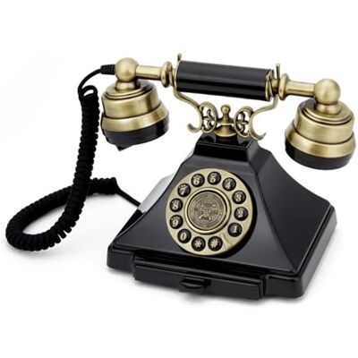 GPO Duke Vintage vaste telefoon met drukknop Met stoffen koord Authentieke bel Retro wijzerplaat Voor thuis, kantoor, hotels Zwarte bronzen afwerking GPO Duke Vintage vaste telefoon met drukknop Met stoffen koord Authentieke bel Retro wijzerplaat Voor thuis, kantoor, hotels Zwarte bronzen afwerking