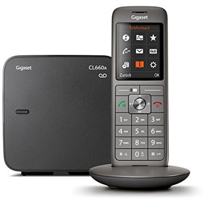 Siemens CL660A Draadloze telefoon/handset met kleurendisplay, grote toetsen, telefoondesign, antwoordapparaat, handsfree, analoge telefoon, antraciet Siemens CL660A Draadloze telefoon/handset met kleurendisplay, grote toetsen, telefoondesign, antwoordapparaat, handsfree, analoge telefoon, antraciet