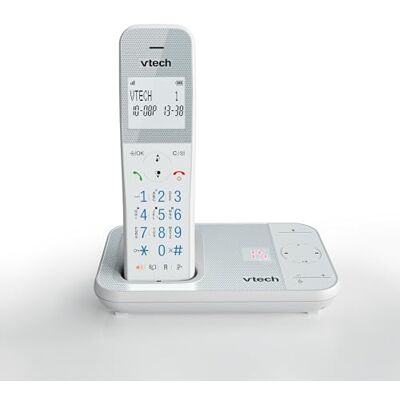 VTech XS1050 Draadloze telefoon met antwoordapparaat, draadloze DECT-telefoon, oproepdetectie, volumeversterker, handsfree-functie, oproepbeveiliging VTech XS1050 Draadloze telefoon met antwoordapparaat, draadloze DECT-telefoon, oproepdetectie, volumeversterker, handsfree-functie, oproepbeveiliging