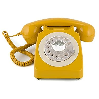 GPO 746 Retro jaren '70 stijl roterende vaste telefoon klassieke telefoon met aan-/uitschakelaar belknop gesp koord authentieke beltoon voor thuis hotels mosterd GPO 746 Retro jaren '70 stijl roterende vaste telefoon klassieke telefoon met aan-/uitschakelaar belknop gesp koord authentieke beltoon voor thuis hotels mosterd