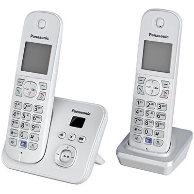 Panasonic KX-TG6822GS, KX-TG6822 DECT Draadloze Telefoon, met Antwoordapparaat, 2 Telefoons + Antwoordapparaat, DUO, Parelzilver,Duo mit Anrufbeantworter Panasonic KX-TG6822GS, KX-TG6822 DECT Draadloze Telefoon, met Antwoordapparaat, 2 Telefoons + Antwoordapparaat, DUO, Parelzilver,Duo mit Anrufbeantworter