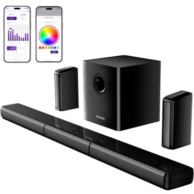 ULTIMEA 7.1-kanaals tv-soundbar met 2 surround luidsprekers, 6,5 inch subwoofer, RGB-verlichting, HDMI/Opt/AUX/BT, app, Apollo S70 Ultra ULTIMEA 7.1-kanaals tv-soundbar met 2 surround luidsprekers, 6,5 inch subwoofer, RGB-verlichting, HDMI/Opt/AUX/BT, app, Apollo S70 Ultra