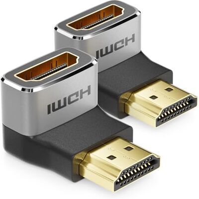 deleyCON 2 stuks HDMI-adapter koppelingsaansluiting 8K @60Hz / 4K @120Hz UHD 7680x4320 aluminium HDMI 2.1 ARC HDR10+ Dolby Vision VRR ALLM 48Gbps 90° hoek grijs zwart deleyCON 2 stuks HDMI-adapter koppelingsaansluiting 8K @60Hz / 4K @120Hz UHD 7680x4320 aluminium HDMI 2.1 ARC HDR10+ Dolby Vision VRR ALLM 48Gbps 90° hoek grijs zwart