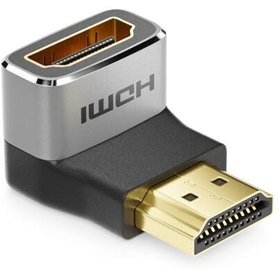 deleyCON HDMI-adapter, koppelingsaansluiting hoek 90° 8K @60Hz / 4K @120Hz UHD 7680x4320 aluminium HDMI 2.1 ARC HDR10+ Dolby Vision VRR ALLM 48Gbps 90° hoek grijs zwart deleyCON HDMI-adapter, koppelingsaansluiting hoek 90° 8K @60Hz / 4K @120Hz UHD 7680x4320 aluminium HDMI 2.1 ARC HDR10+ Dolby Vision VRR ALLM 48Gbps 90° hoek grijs zwart