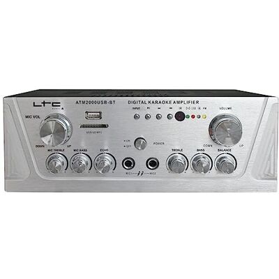 LTC ATM2000USB-BT Stereo versterker van 2 x 50 W USB, SD en Bluetooth Zilver LTC ATM2000USB-BT Stereo versterker van 2 x 50 W USB, SD en Bluetooth Zilver