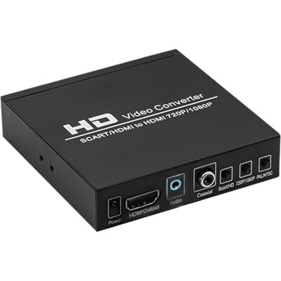Mcbazel SCART naar HDMI-converter met 3,5 mm formaat – omzetting 480I (NTSC)/576I (PAL) naar 720P/1080P-uitgang – compatibel met dvd, decoder, HD-speler, spelconsole Mcbazel SCART naar HDMI-converter met 3,5 mm formaat – omzetting 480I (NTSC)/576I (PAL) naar 720P/1080P-uitgang – compatibel met dvd, decoder, HD-speler, spelconsole