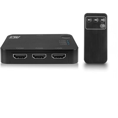 ACT 3-in-1 Out HDMI-schakelaar, 4K, draadloze IR-afstandsbediening, automatische omschakeling voor tv, PS5, Xbox One, DVD, Blu-ray-speler AC7845 ACT 3-in-1 Out HDMI-schakelaar, 4K, draadloze IR-afstandsbediening, automatische omschakeling voor tv, PS5, Xbox One, DVD, Blu-ray-speler AC7845