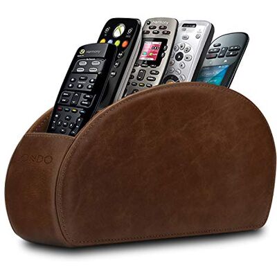 Londo Afstandsbediening houder met 5 vakken – Store DVD, Blu-Ray, TV, Roku of Apple TV Remotes – echt leer met suède voering – slank, compact woonkamer of slaapkamer opslag Londo Afstandsbediening houder met 5 vakken – Store DVD, Blu-Ray, TV, Roku of Apple TV Remotes – echt leer met suède voering – slank, compact woonkamer of slaapkamer opslag