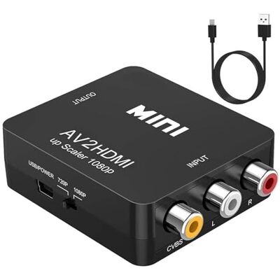 NUOE RCA naar HDMI video-omzetter, AV naar HDMI, ondersteuning 720 1080P voor camera, Xbox 360, PS1, PS2, WII, N64, Gamecube, Snes, NES, PSP, DVD-speler, VHS NUOE RCA naar HDMI video-omzetter, AV naar HDMI, ondersteuning 720 1080P voor camera, Xbox 360, PS1, PS2, WII, N64, Gamecube, Snes, NES, PSP, DVD-speler, VHS