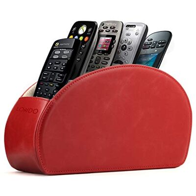 Londo Afstandsbedieningsorganizer met 5 vakken DVD, Blu-Ray, TV, stereo, Roku of Apple TV leer met suède voering ruimtebesparend voor woonkamer of slaapkamer (rood) Londo Afstandsbedieningsorganizer met 5 vakken DVD, Blu-Ray, TV, stereo, Roku of Apple TV leer met suède voering ruimtebesparend voor woonkamer of slaapkamer (rood)