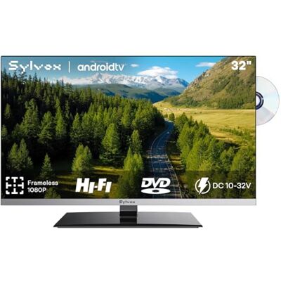 SYLVOX Smart TV, 32 inch, voor moederhuis, dvd-speler, Android Randloos design, tv-adapter 12 V, USB, HDMI, AC 100/240 V, DVB-T2/S2, HEVC 10, TV voor camper/caravan/vrachtwagen SYLVOX Smart TV, 32 inch, voor moederhuis, dvd-speler, Android Randloos design, tv-adapter 12 V, USB, HDMI, AC 100/240 V, DVB-T2/S2, HEVC 10, TV voor camper/caravan/vrachtwagen
