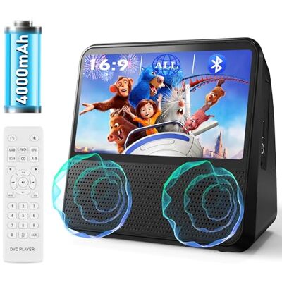 MAITE Draagbare dvd-speler met bluetooth, 4000 mAh, oplaadbaar, regiovrij, voor Ondersteunt CD/Bluetooth/AUX/AV/USB, slaaptimer, helderheidsregeling van de synchronisatie-tv MAITE Draagbare dvd-speler met bluetooth, 4000 mAh, oplaadbaar, regiovrij, voor Ondersteunt CD/Bluetooth/AUX/AV/USB, slaaptimer, helderheidsregeling van de synchronisatie-tv