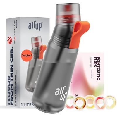 AIR UP AMZN Airiginal Flair 600 ml houtskoolgrijs + Fantastic Flips AIR UP AMZN Airiginal Flair 600 ml houtskoolgrijs + Fantastic Flips