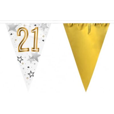BF Souvenirs Guirlande de fanions d'anniversaire 21 ans Or blanc 6 m Guirlande de fête en PET robuste Fanions 30 x 20 cm Décoration festive pour 21e anniversaire BF Souvenirs Guirlande de fanions d'anniversaire 21 ans Or blanc 6 m Guirlande de fête en PET robuste Fanions 30 x 20 cm Décoration festive pour 21e anniversaire