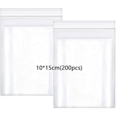 huruirui Hersluitbare plastic zakken, 10 x 15 cm, 200 stuks, kleine zakjes voor keuken, koekjes, noten, sieraden, verpakkingen huruirui Hersluitbare plastic zakken, 10 x 15 cm, 200 stuks, kleine zakjes voor keuken, koekjes, noten, sieraden, verpakkingen