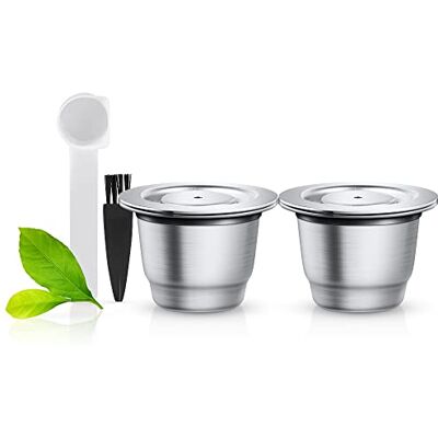 i Cafilas Nepresso Navulbare koffiecapsules van roestvrij staal om te vullen, herbruikbare navulcapsules voor Nepresso espresso machines, 2 capsules i Cafilas Nepresso Navulbare koffiecapsules van roestvrij staal om te vullen, herbruikbare navulcapsules voor Nepresso espresso machines, 2 capsules